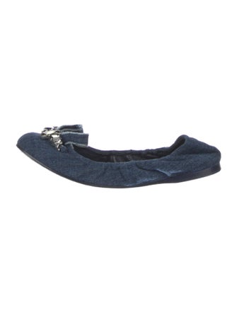 Miu Miu Denim Bow Accents Ballet Flats
