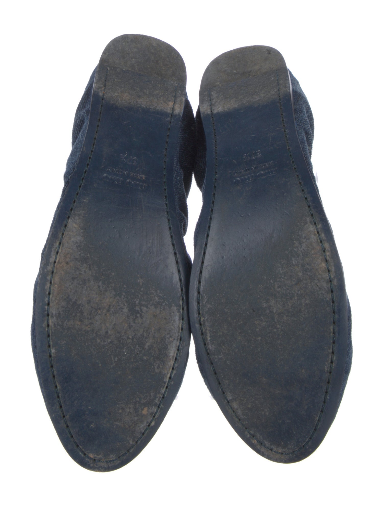 Miu Miu Denim Bow Accents Ballet Flats