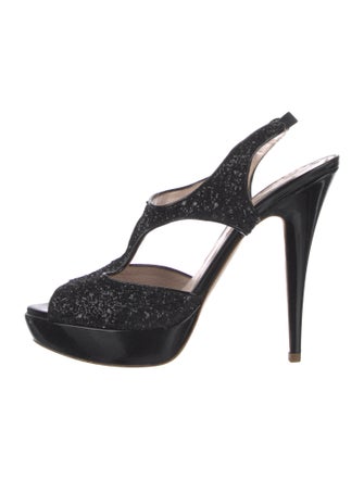 Miu Miu Glitter Glitter Accents Slingback Sandals