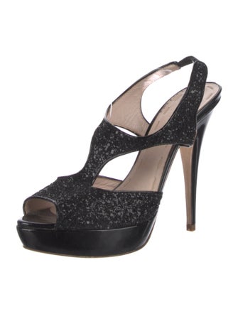 Miu Miu Glitter Glitter Accents Slingback Sandals