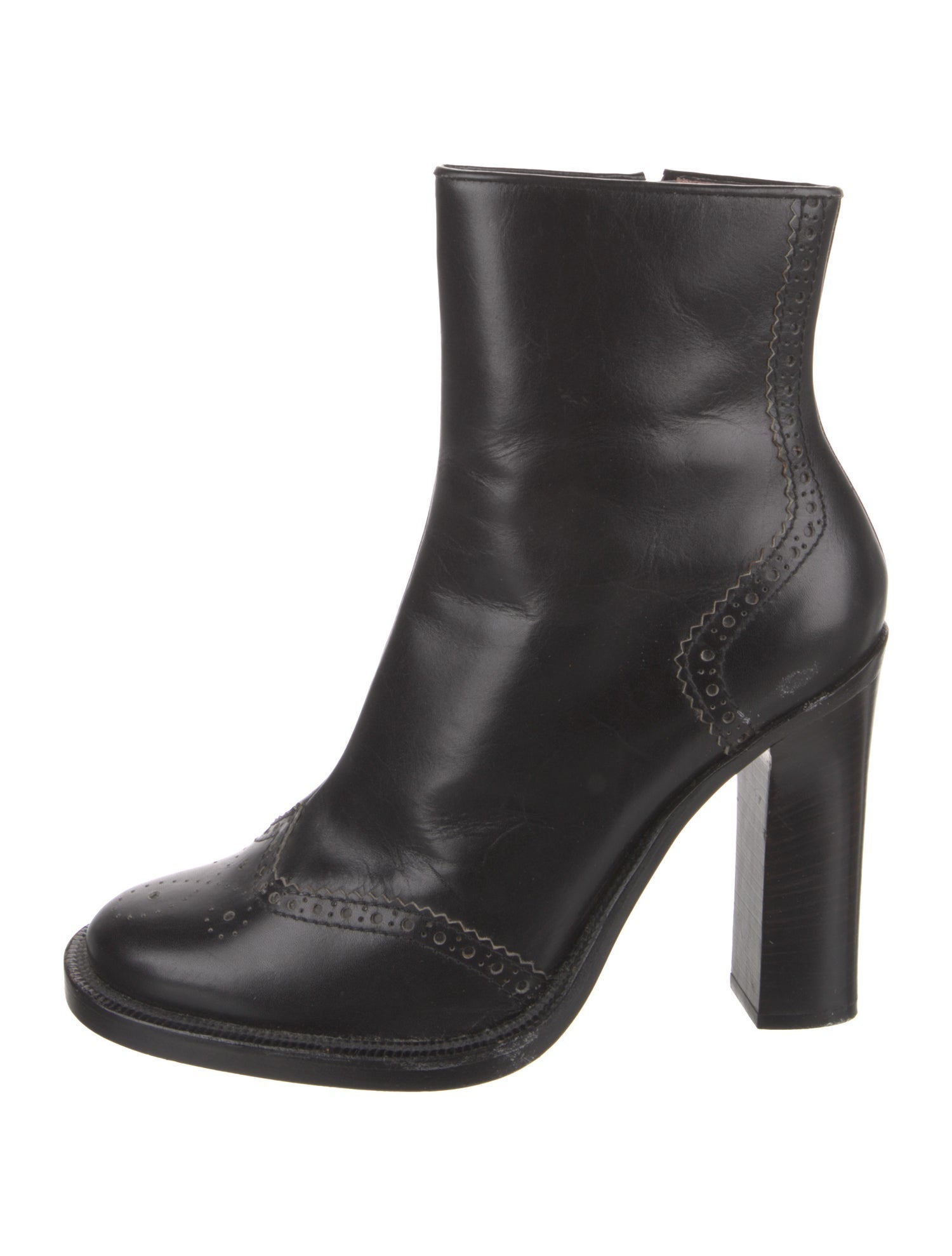 Miu Miu Leather Scalloped Accent Boots