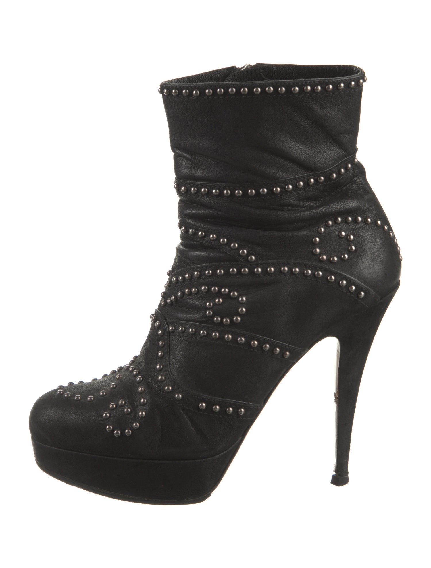 Miu Miu Leather Studded Accents Boots