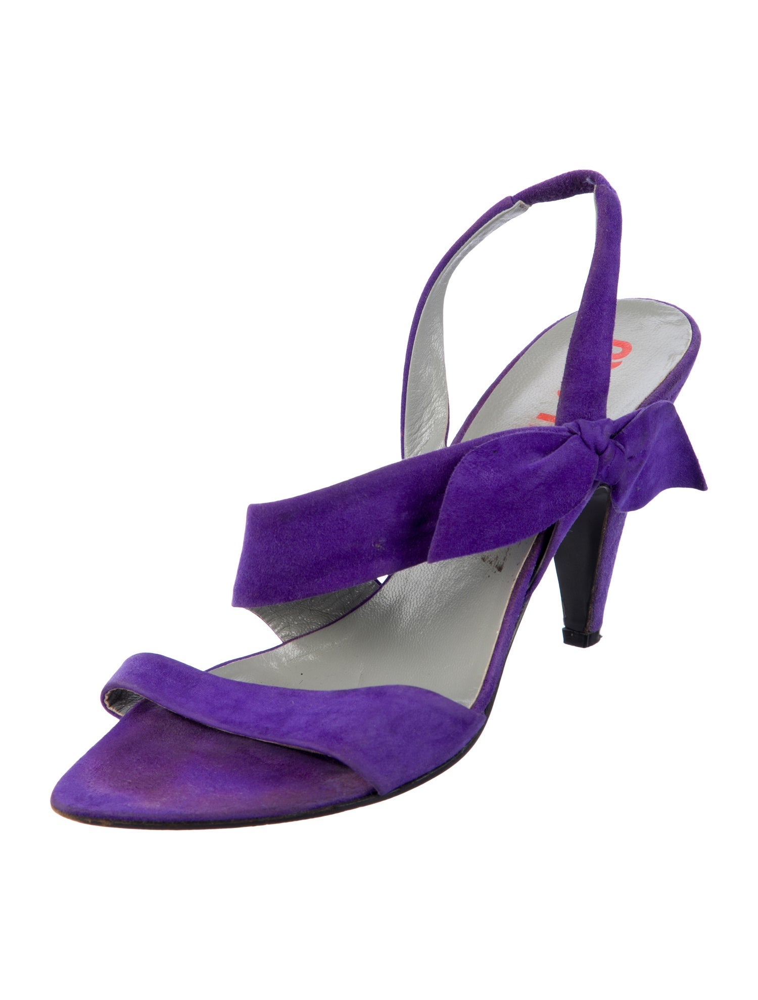 Miu Miu Suede Leather Trim Embellishment Slingback Sandals