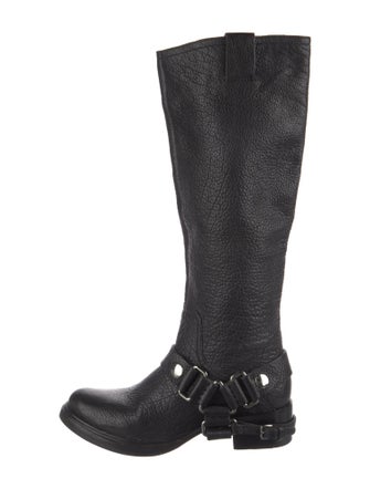 Miu Miu Buckle-Harness Leather Riding Boots