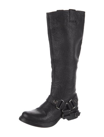 Miu Miu Buckle-Harness Leather Riding Boots