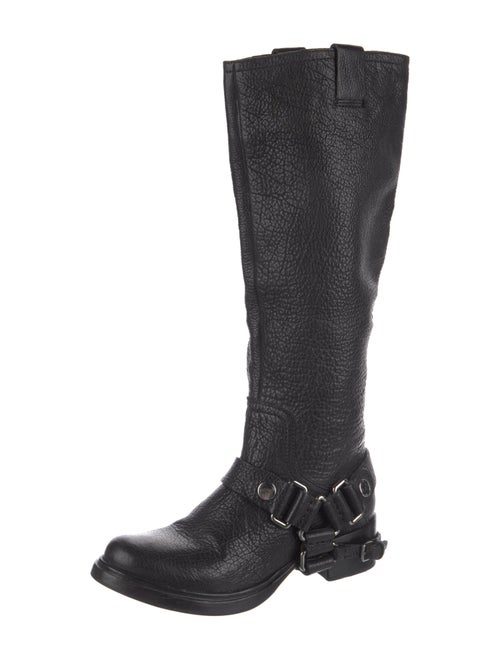 Miu Miu Buckle-Harness Leather Riding Boots