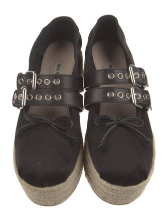Miu Miu Satin Bow Accents Mary Jane Flats