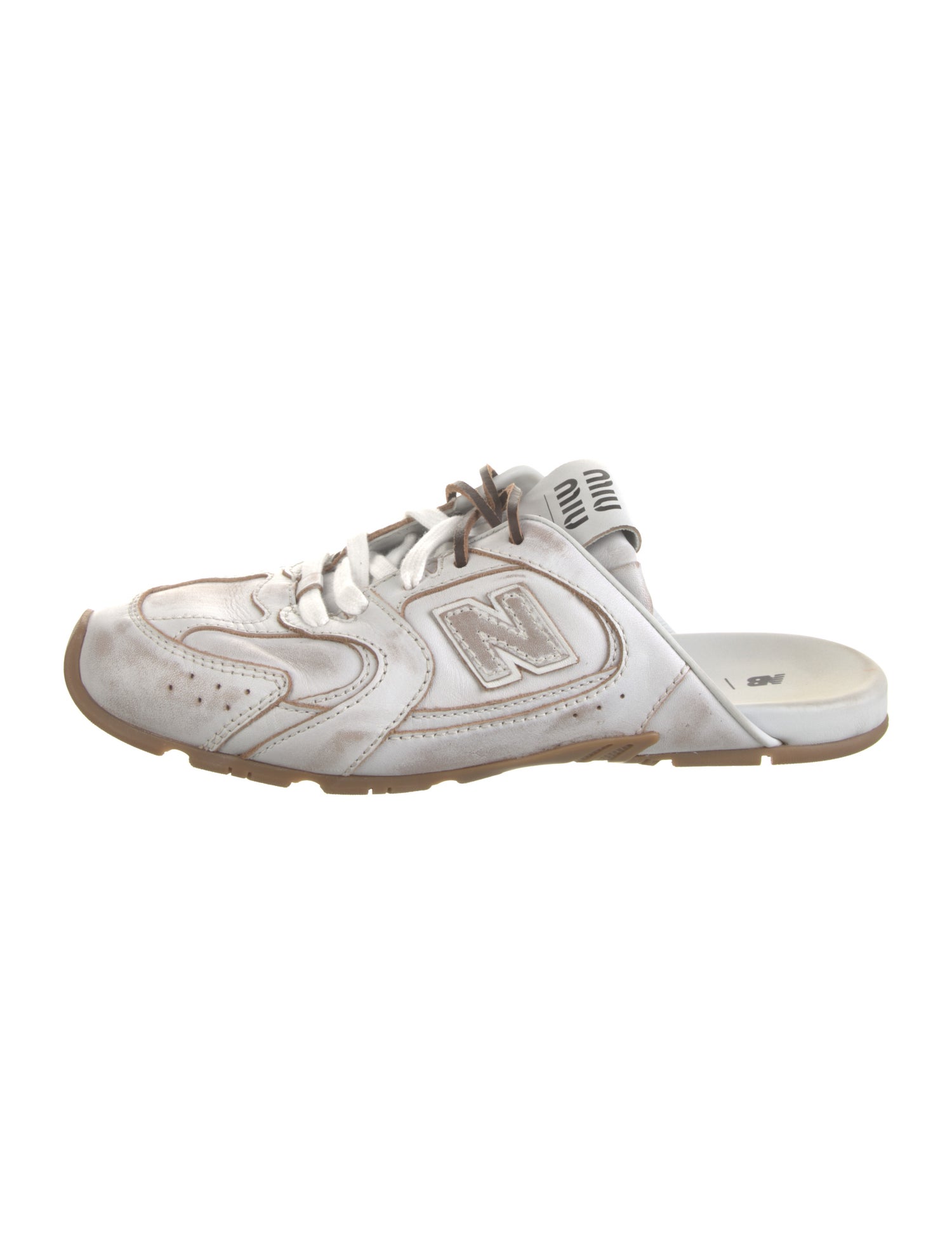 New Balance x Miu Miu Leather Distressed Accents Sneakers