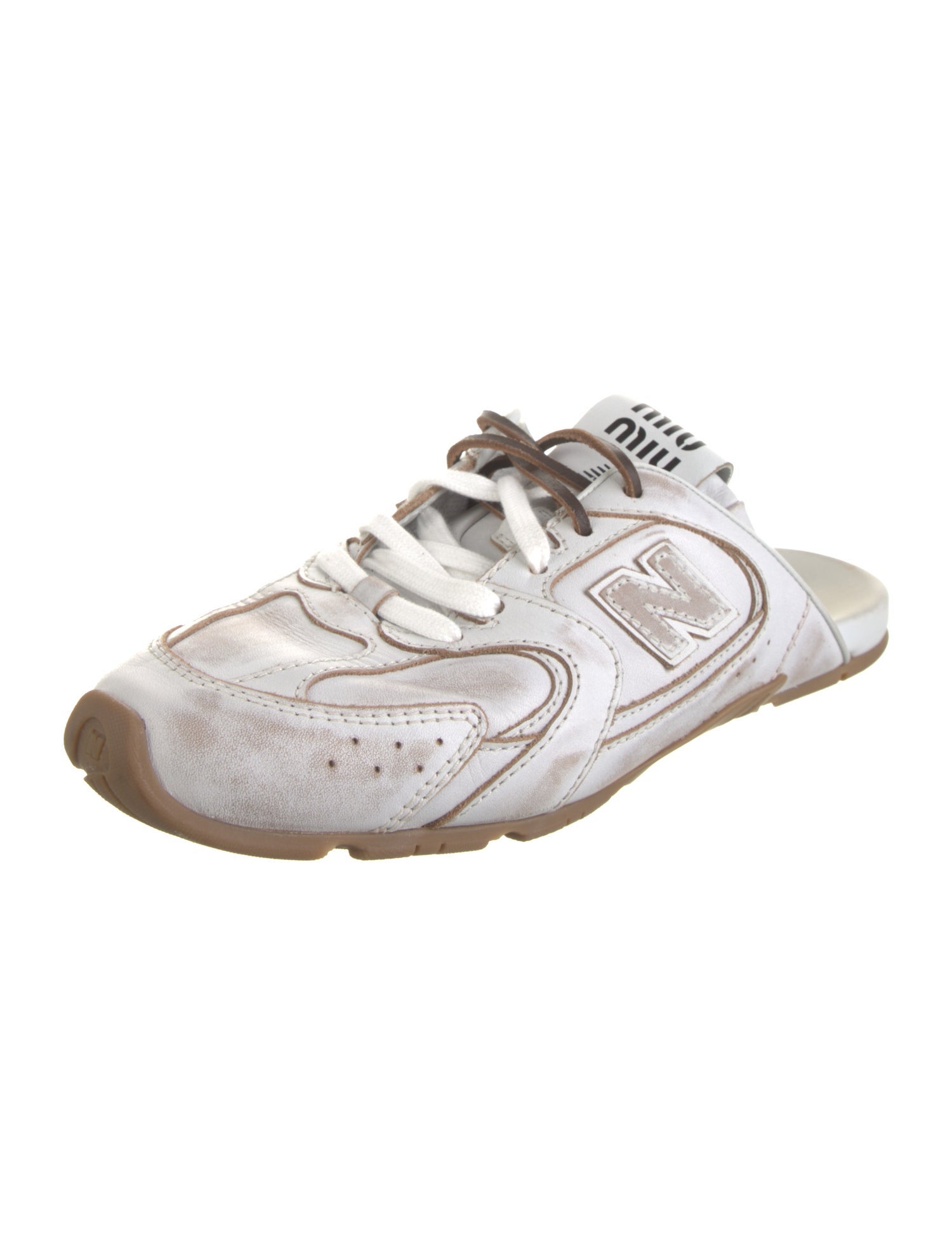 New Balance x Miu Miu Leather Distressed Accents Sneakers
