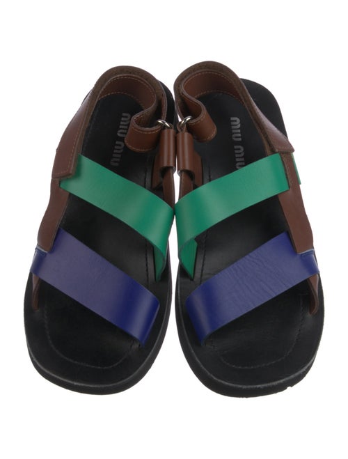 Miu Miu Leather Colorblock Pattern Sandals