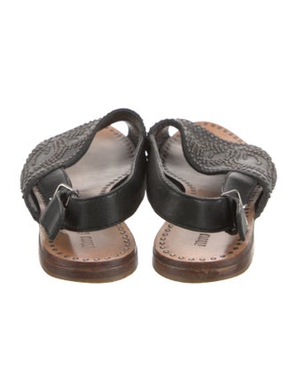 Miu Miu Leather Studded Accents Slingback Sandals