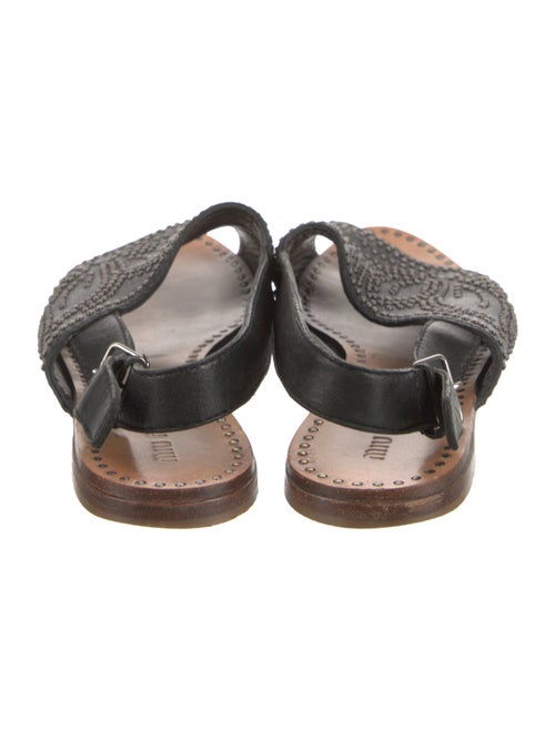 Miu Miu Leather Studded Accents Slingback Sandals