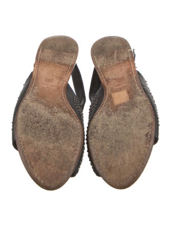 Miu Miu Leather Studded Accents Slingback Sandals