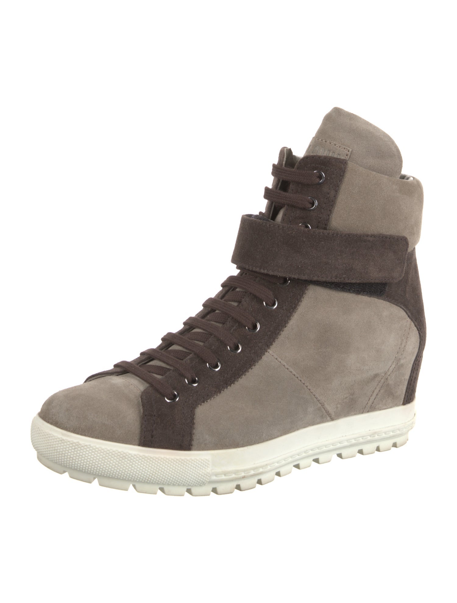 Miu Miu Suede Colorblock Pattern Lace-Up Boots