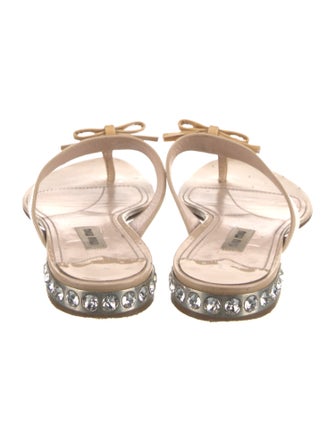 Miu Miu Patent Leather Bow Accents Flip Flops