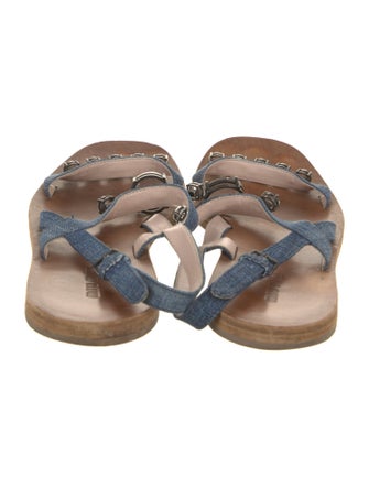 Miu Miu Denim Crystal Embellishments Slides