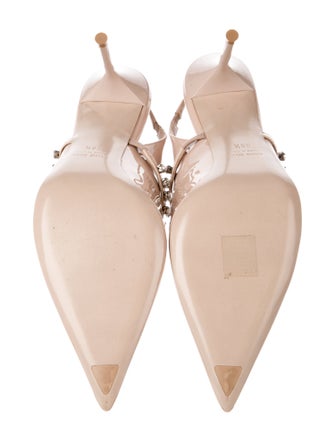 Miu Miu Patent Leather Crystal Embellishments Slingback Pumps