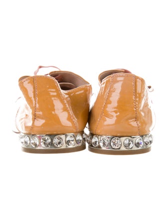 Miu Miu Patent Leather Crystal Embellishments Oxfords