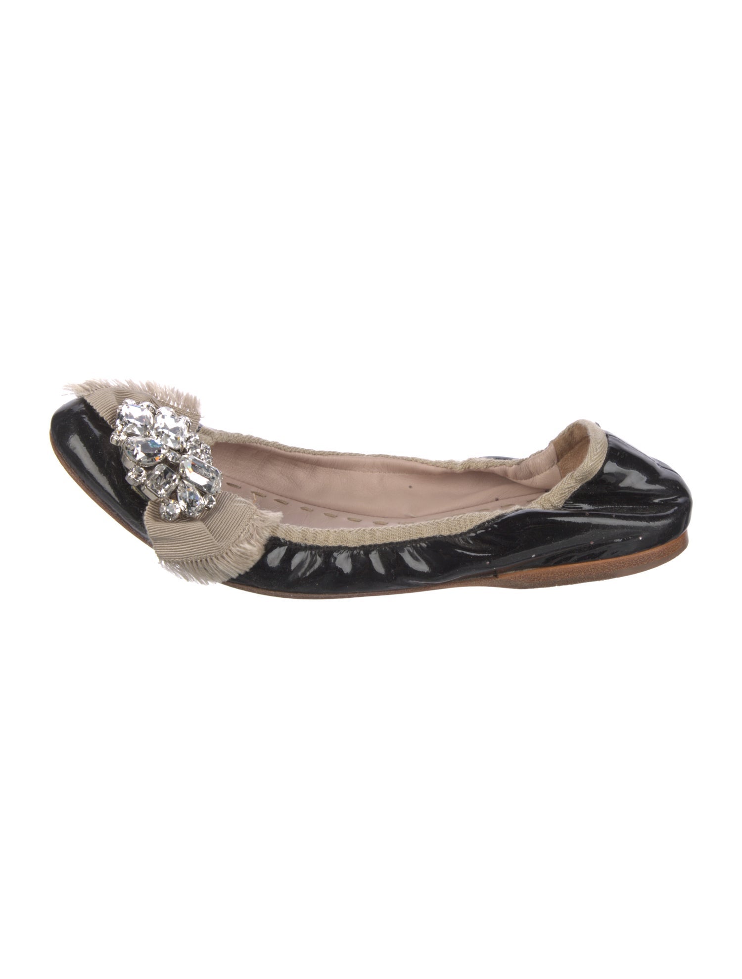 Miu Miu Patent Leather Bow Accents Flats