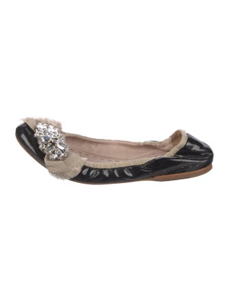 Miu Miu Patent Leather Bow Accents Flats