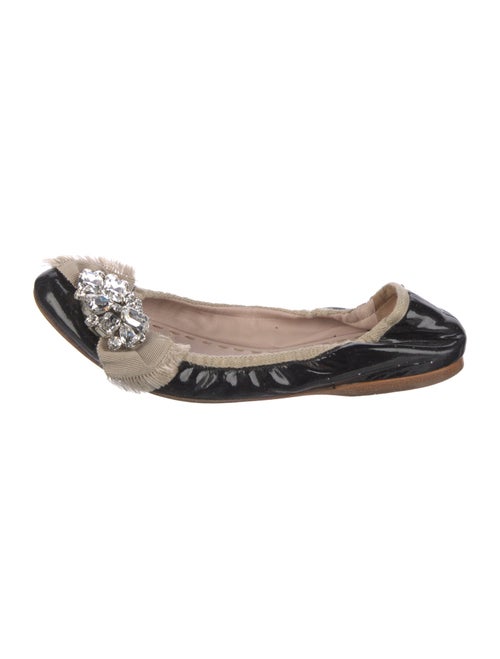 Miu Miu Patent Leather Bow Accents Flats