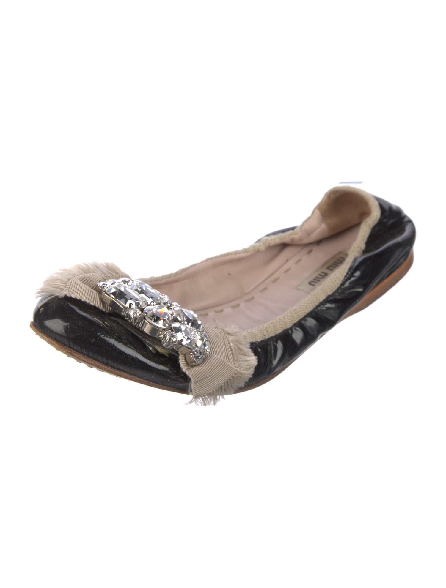 Miu Miu Patent Leather Bow Accents Flats