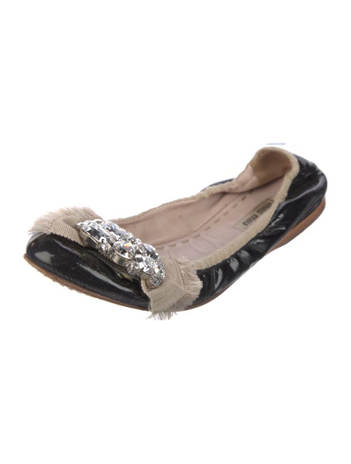 Miu Miu Patent Leather Bow Accents Flats