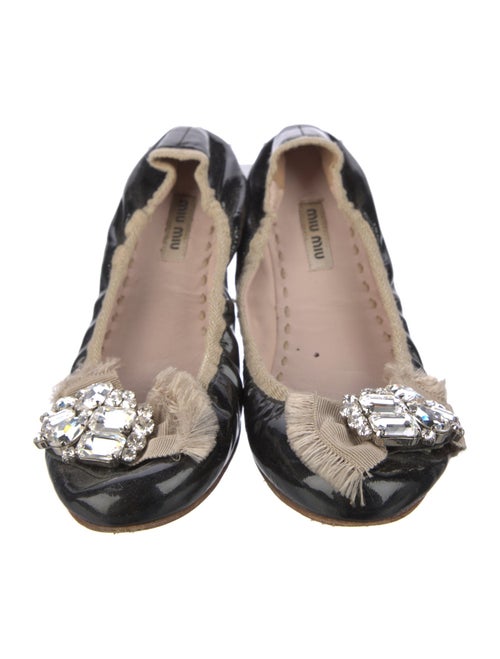 Miu Miu Patent Leather Bow Accents Flats