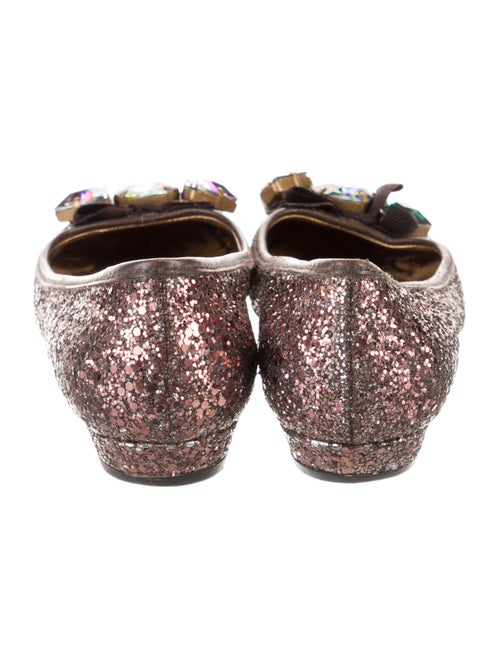 Miu Miu Glitter Bow Accents Ballet Flats