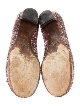 Miu Miu Glitter Bow Accents Ballet Flats