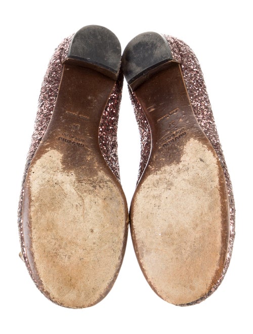 Miu Miu Glitter Bow Accents Ballet Flats