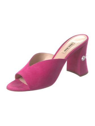 Miu Miu Suede Crystal Embellishments Slides
