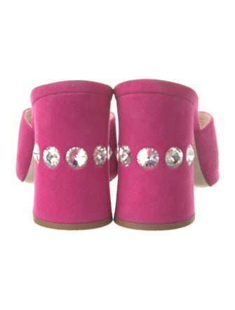 Miu Miu Suede Crystal Embellishments Slides