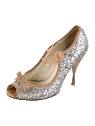 Miu Miu Glitter Colorblock Pattern Pumps