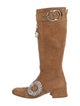 Miu Miu Suede Crystal Embellishments Riding Boots