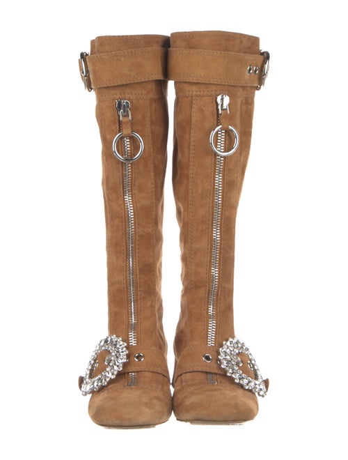 Miu Miu Suede Crystal Embellishments Riding Boots