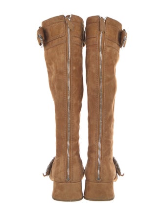 Miu Miu Suede Crystal Embellishments Riding Boots
