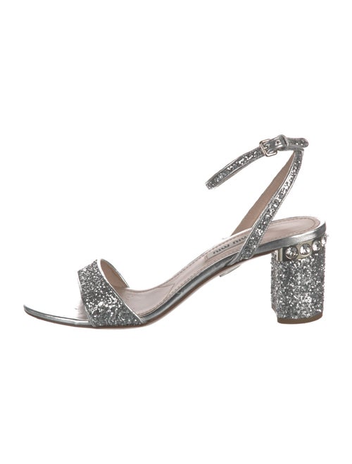 Miu Miu Glitter Crystal Embellishments Sandals