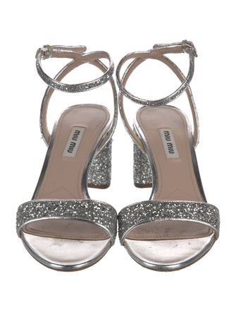 Miu Miu Glitter Crystal Embellishments Sandals
