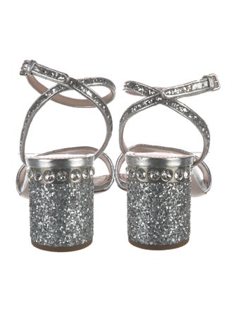 Miu Miu Glitter Crystal Embellishments Sandals