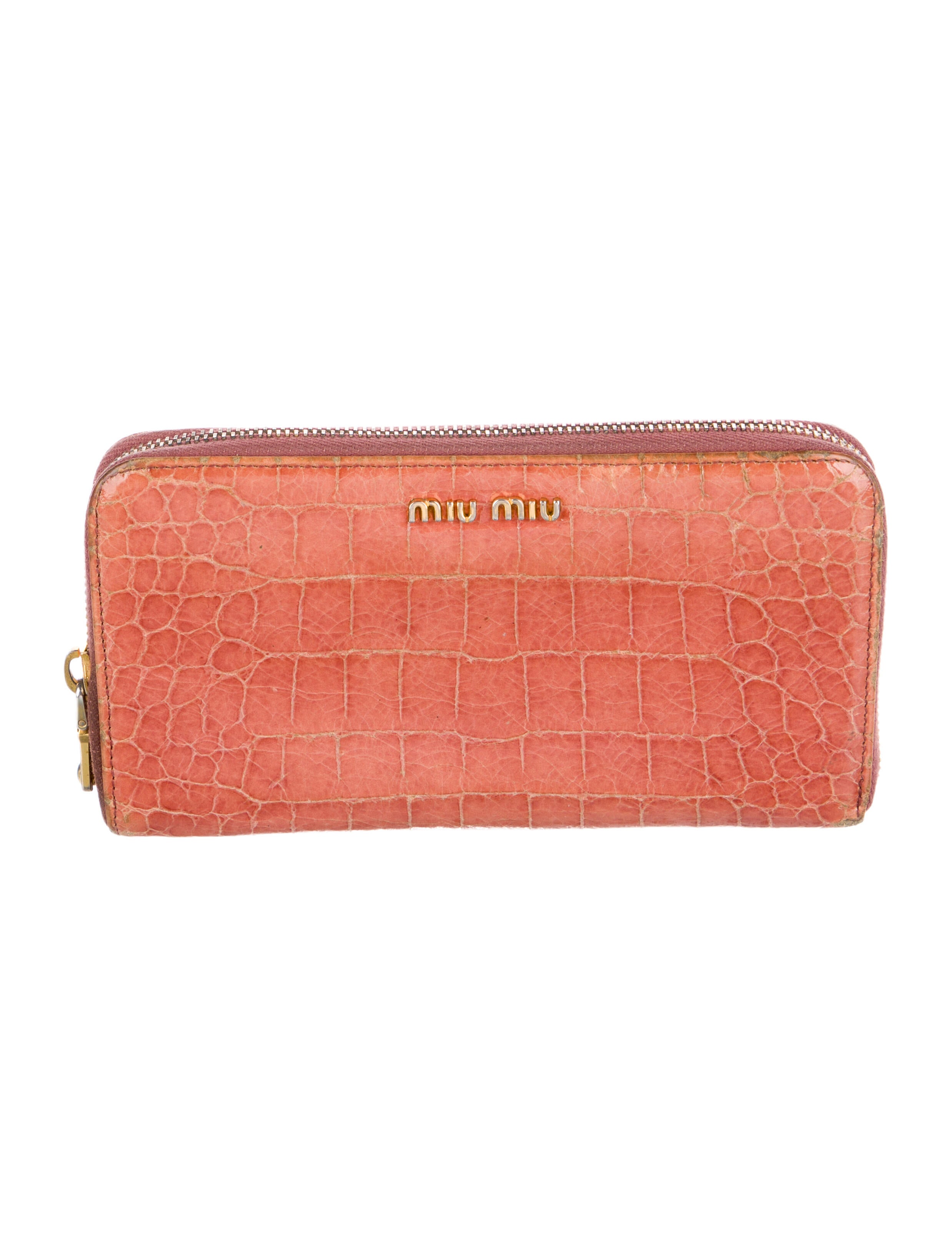 miu miu compact leather wallet クロコダイル Amazon | MIUMIU クロコダイルプリントレザー 三つ折り 財布