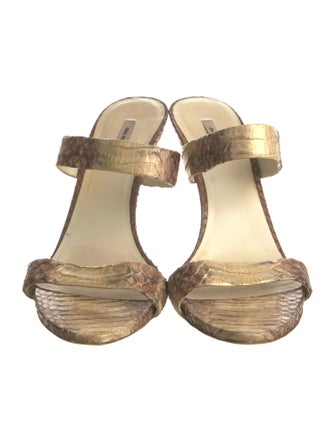 Miu Miu Snakeskin Animal Print Slides