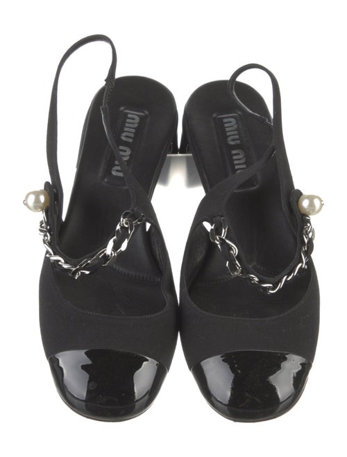 Miu Miu Canvas Chain-Link Accents Slingback Flats