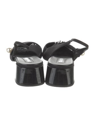 Miu Miu Canvas Chain-Link Accents Slingback Flats