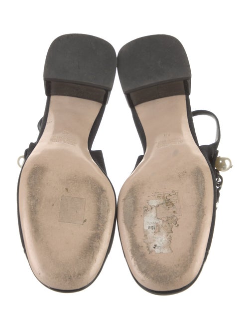 Miu Miu Canvas Chain-Link Accents Slingback Flats