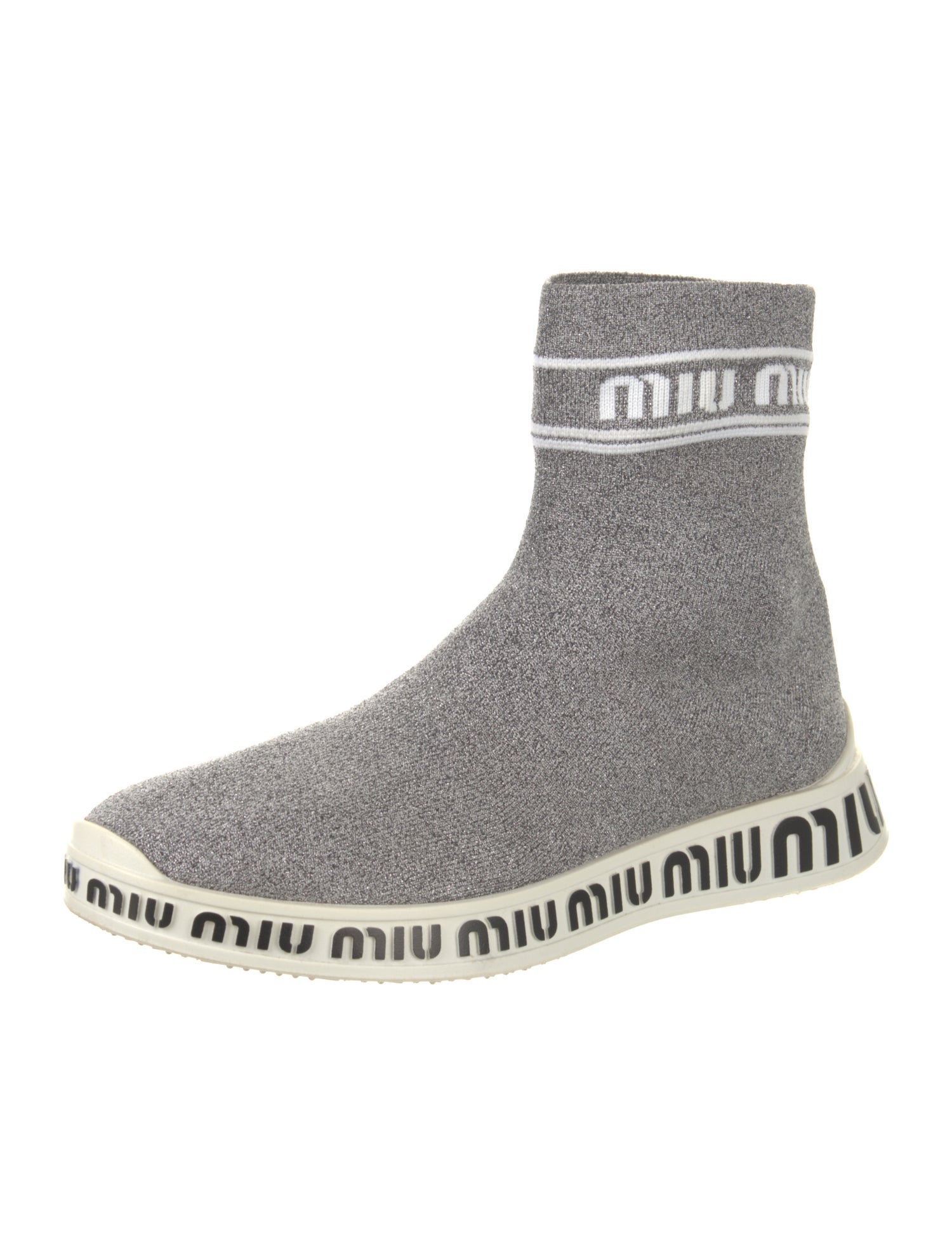 Miu Miu Glitter Accents Sock Sneakers