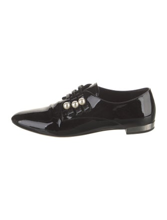 Miu Miu Patent Leather Crystal Embellishments Oxfords