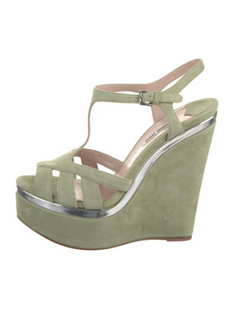 Miu Miu Suede T-Strap Sandals