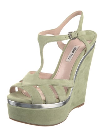 Miu Miu Suede T-Strap Sandals