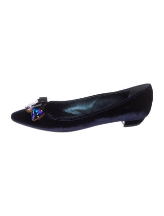 Miu Miu Velvet Bow Accents Flats